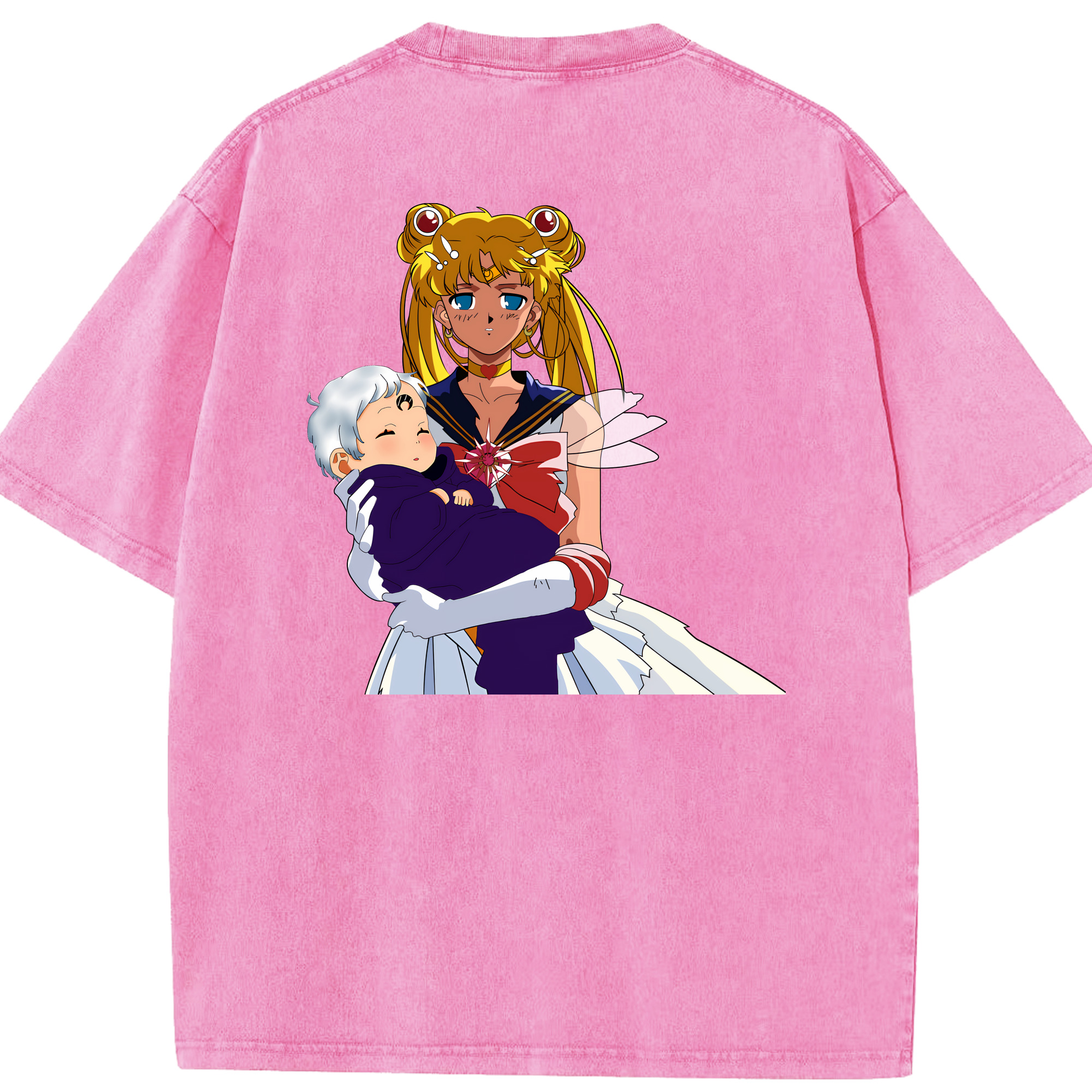 （画像用） 美少女戦士セーラームーン 月野 うさぎ つきの うさぎ Sailor Moon Tsukino Usagi 綿100% ヴィンテージ風 半袖Tシャツ（背面プリント）
